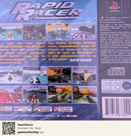Rapid Racer PlayStation, PAL box back