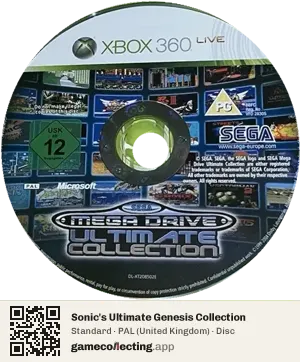 Sonic's Ultimate Genesis Collection Xbox 360, PAL disc