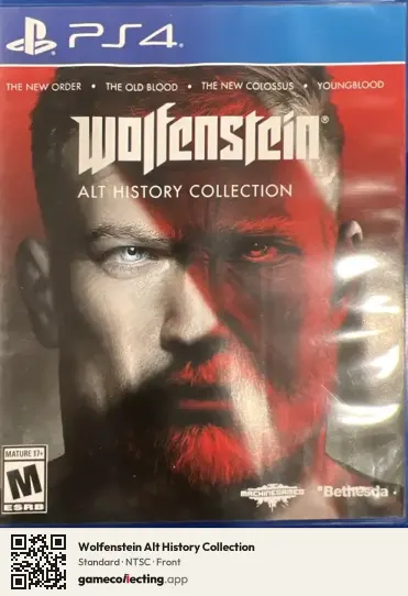 Wolfenstein Alt History Collection PlayStation 4, NTSC box front