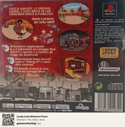 Lucky Luke Western Fever PlayStation, Italy box back
