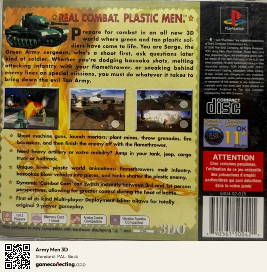 Army Men 3D PlayStation, PAL box back