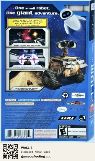 WALL-E PlayStation Portable, NTSC box back