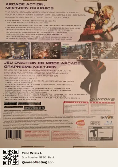 Time Crisis 4 PlayStation 3, NTSC box back