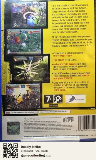 Deadly Strike PlayStation 2, PAL box back