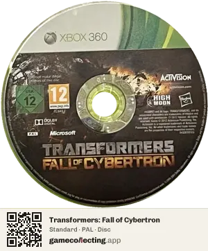 Transformers: Fall of Cybertron Xbox 360, PAL disc