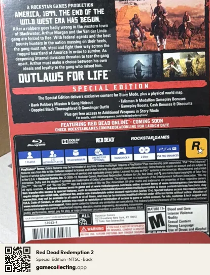 Red Dead Redemption 2 PlayStation 4, NTSC box back