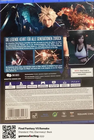 Final Fantasy VII Remake PlayStation 4, Germany box back