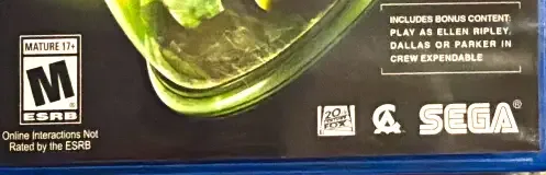 Alien: Isolation, the ESRB box on its front
