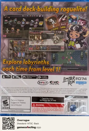 Overrogue PlayStation 5, NTSC box back