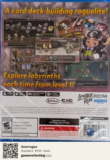 Overrogue PlayStation 5, NTSC box back