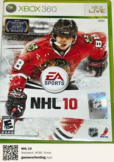 NHL 10 Xbox 360, NTSC box front