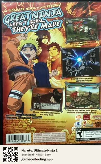 Naruto: Ultimate Ninja 2 PlayStation 2, NTSC box back