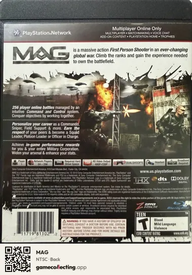 MAG PlayStation 3, NTSC box back
