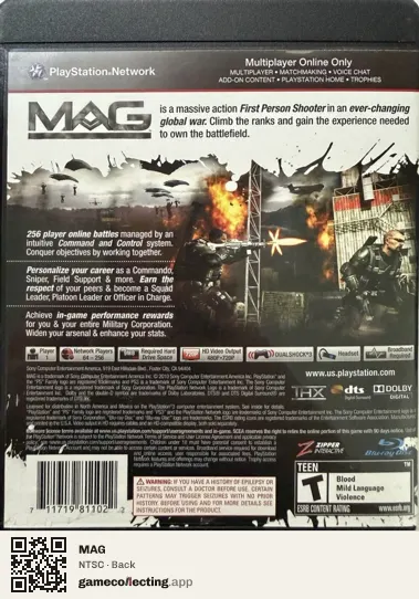 MAG PlayStation 3, NTSC box back