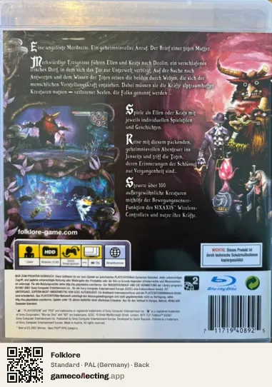 Folklore PlayStation 3, Germany box back