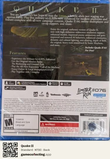 Quake II PlayStation 5, NTSC box back