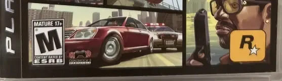 Grand Theft Auto IV, the ESRB box on its front