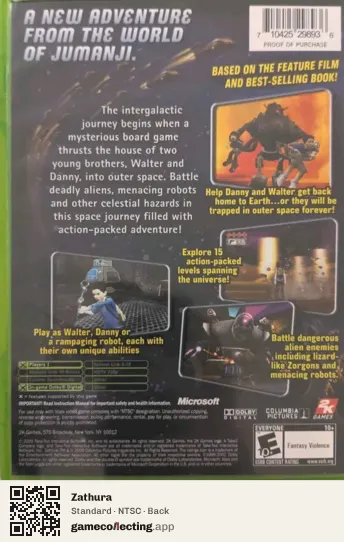 Zathura Xbox, NTSC box back