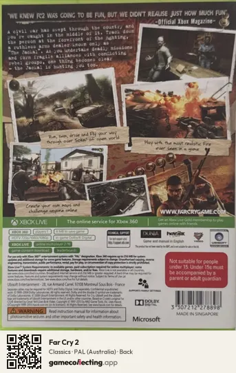 Far Cry 2 Xbox 360, Australia box back