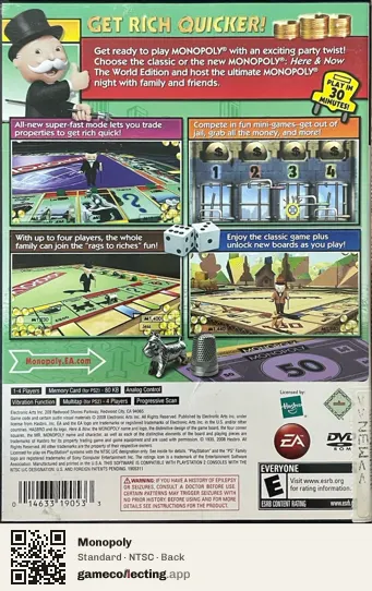 Monopoly PlayStation 2, NTSC box back