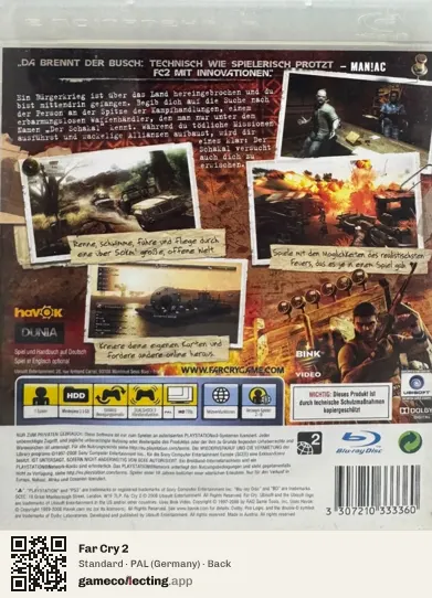 Far Cry 2 PlayStation 3, Germany box back