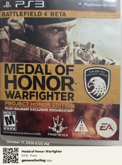 Medal of Honor: Warfighter PlayStation 3, NTSC box front