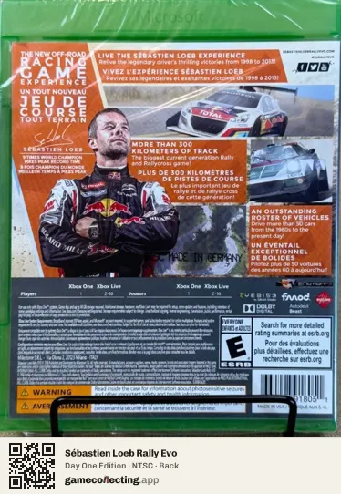 Sébastien Loeb Rally Evo Xbox One, NTSC box back