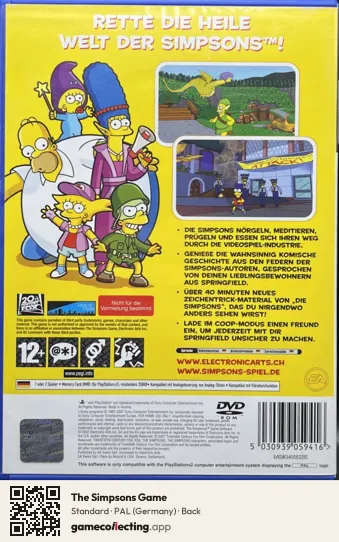 The Simpsons Game PlayStation 2, Germany box back