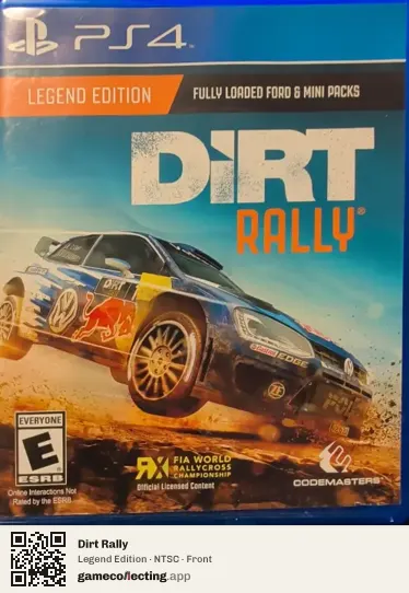 Dirt Rally PlayStation 4, NTSC box front