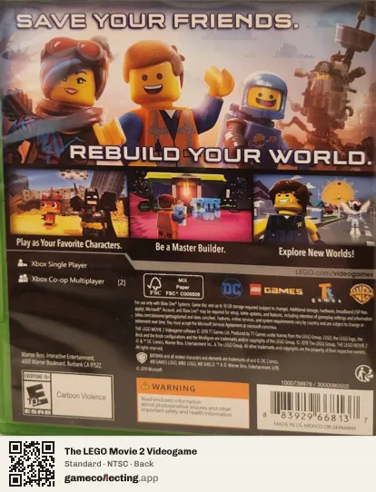 The LEGO Movie 2 Videogame Xbox One, NTSC box back