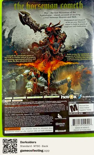 Darksiders Xbox 360, NTSC box back