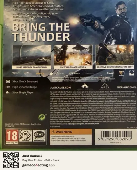 Just Cause 4 Xbox One, PAL box back