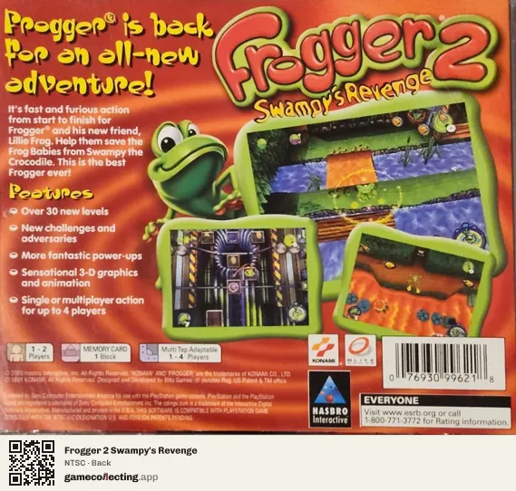 Frogger 2 Swampy's Revenge PlayStation, NTSC box back