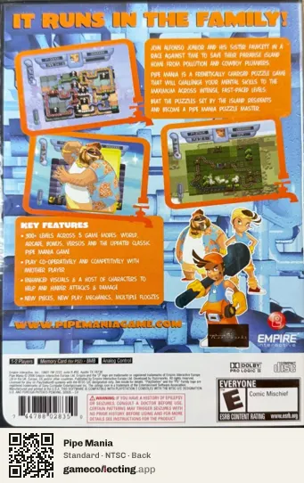 Pipe Mania PlayStation 2, NTSC box back