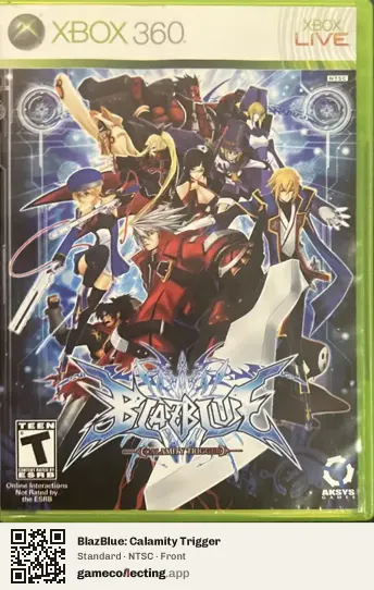 BlazBlue: Calamity Trigger Xbox 360, NTSC box front