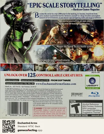 Enchanted Arms PlayStation 3, NTSC box back