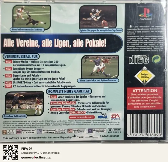 FIFA 99 PlayStation, Germany box back