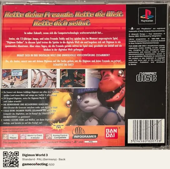 Digimon World 3 PlayStation, Germany box back