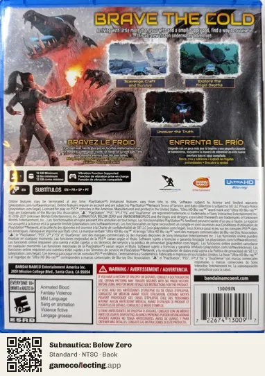 Subnautica: Below Zero PlayStation 5, NTSC box back