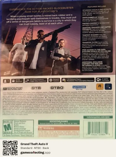 Grand Theft Auto V PlayStation 5, NTSC box back