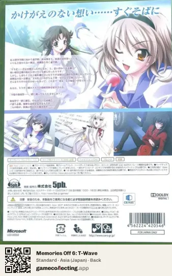 Memories Off 6: T-Wave Xbox 360, Asia box back