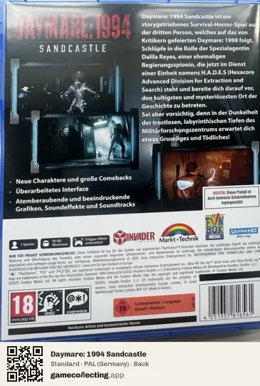 Daymare: 1994 Sandcastle PlayStation 5, Germany box back