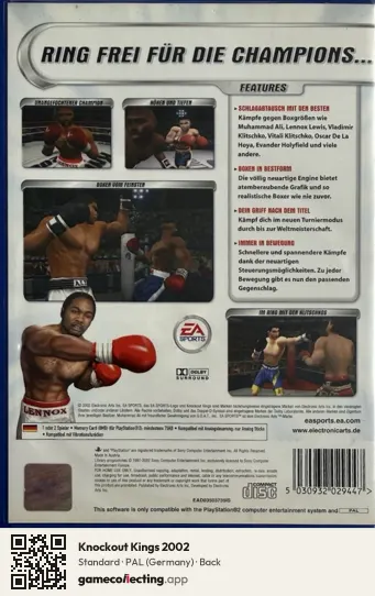 Knockout Kings 2002 PlayStation 2, Germany box back