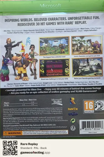Rare Replay Xbox One, PAL box back
