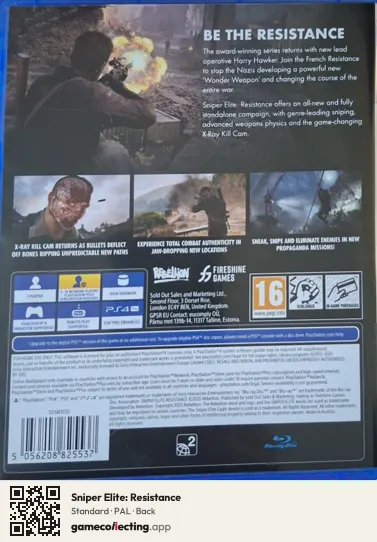 Sniper Elite: Resistance PlayStation 4, PAL box back