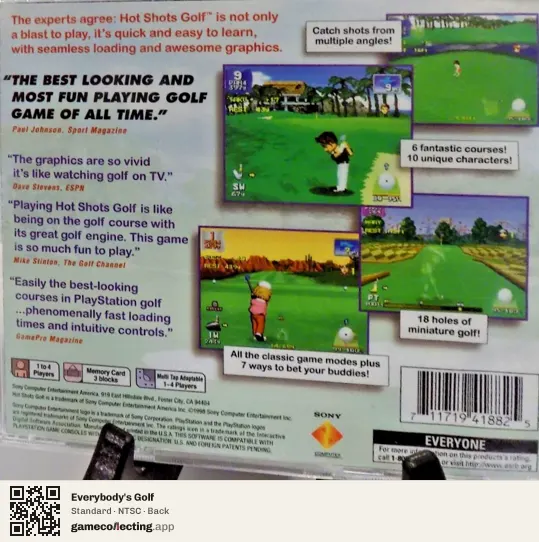 Everybody's Golf PlayStation, NTSC box back