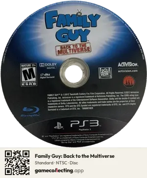 Family Guy: Back to the Multiverse PlayStation 3, NTSC disc