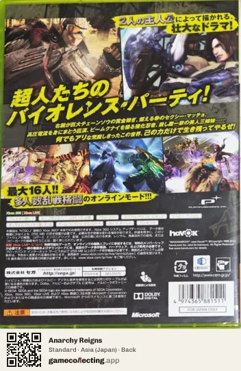 Anarchy Reigns Xbox 360, Asia box back