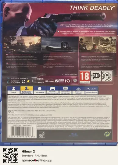Hitman 2 PlayStation 4, PAL box back