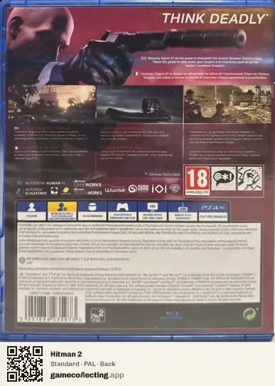 Hitman 2 PlayStation 4, PAL box back